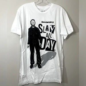 Halloween II Short Sleeve T Shirt Michael Myers Slay All‎ Day Mens Medium NWOT